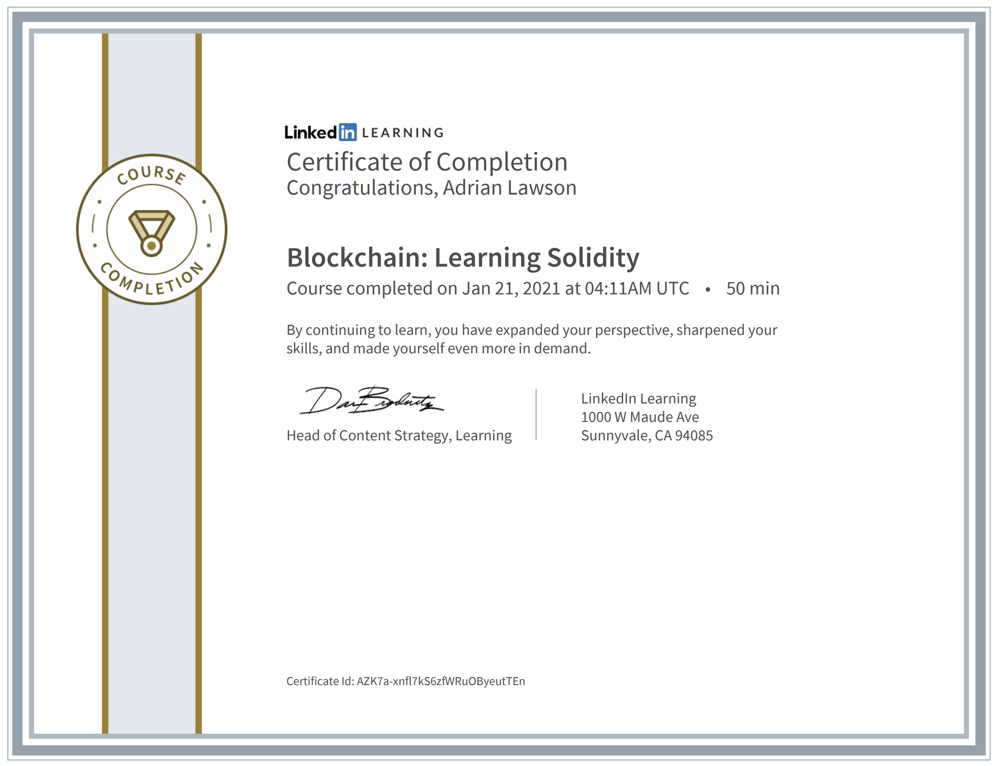 Linkedin Learning Solidity